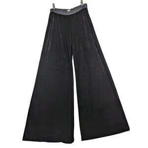 Max Studio Womens Black Velvet Pull On Wide Leg Mid Rise Stretch Casual M Pants